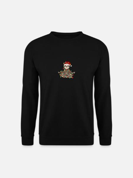 Weihnachten Tier Faultier Lichterkette Mütze - Unisex Pullover - Schwarz