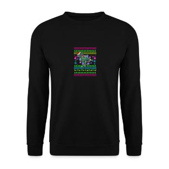 Funny Christmas Outfit Ugly Christmas T-Rex - Unisex Sweatshirt - black - Front - Alina (178cm) & Michal (187cm)