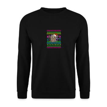 Funny Christmas Outfit Ugly Christmas Raccoon - Unisex Sweatshirt - black - Front - Alina (178cm) & Michal (187cm)