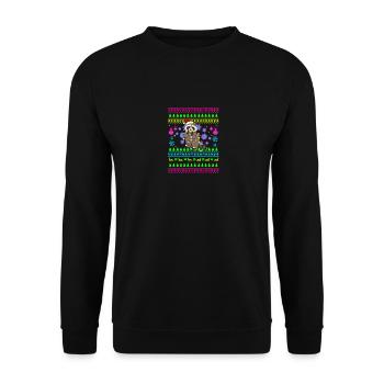 Funny Christmas Outfit Ugly Christmas Raccoon - Unisex Sweatshirt - black - Front - Alina (178cm) & Michal (187cm)