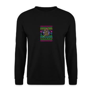 Funny Christmas Outfit Ugly Christmas Bear - Unisex Sweatshirt - black - Front - Alina (178cm) & Michal (187cm)
