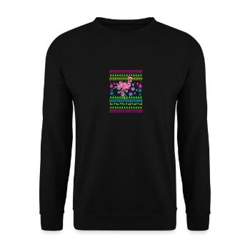 Funny Christmas Outfit Ugly Christmas Flamingo - Unisex Sweatshirt - black - Front - Alina (178cm) & Michal (187cm)