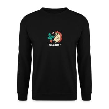 Kaktus zum Knuddeln- Lustiger süßer Kaktus - Unisex Pullover - Schwarz - Vorne - Alina (178cm) & Michal (187cm)