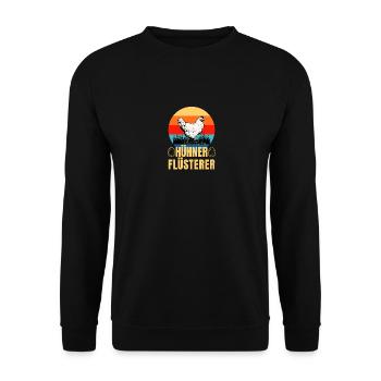 Hühner Flüsterer Lustiges Landwirt Huhn - Unisex Pullover - Schwarz - Vorne - Alina (178cm) & Michal (187cm)