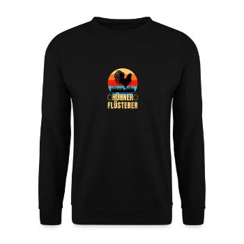 Hühner Flüsterer Lustiges Landwirt Huhn - Unisex Pullover - Schwarz - Vorne - Alina (178cm) & Michal (187cm)