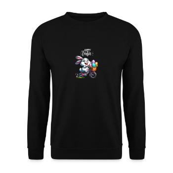 Lapin de Pâques Vélo Oeufs De Pâques Enfants Drôle - Sweat-shirt Unisexe - noir - Devant - Alina (178cm) & Michal (187cm)