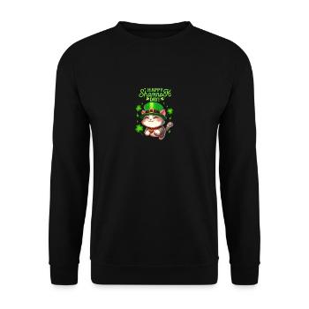 Chat de la Saint-Patrick Shamrock Lucky Kitten Fun - Sweat-shirt Unisexe - noir - Devant - Alina (178cm) & Michal (187cm)