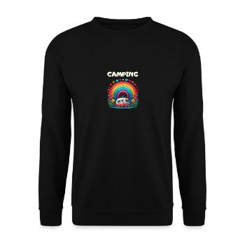 Camping Campsite Travel Caravan Rainbow - Unisex Sweatshirt - black - Front - Alina (178cm) & Michal (187cm)