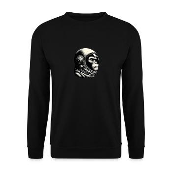 Schimpanse Astronaut Nachdenklich Kosmos - Unisex Pullover - Schwarz - Vorne - Alina (178cm) & Michal (187cm)
