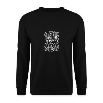 Spruch Alessio - Unisex Pullover - Schwarz - Vorne - Alina (178cm) & Michal (187cm)