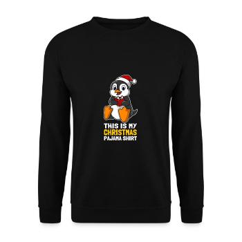 This Is My Christmas Pajama Shirt Süßer Pinguin - Unisex Pullover - Schwarz - Vorne - Alina (178cm) & Michal (187cm)