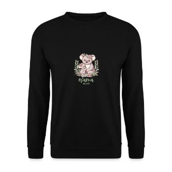 Mama Est. 2024 Koala Cuddle Floral Wreath New Mom - Unisex Pullover - Schwarz - Vorne - Alina (178cm) & Michal (187cm)