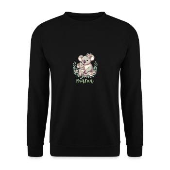 Maman Koala ours câlin I Couronne florale maman I Koala - Sweat-shirt Unisexe - noir - Devant - Alina (178cm) & Michal (187cm)