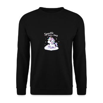 Jeden Tag funkeln Einhorn Magie Inspiration - Unisex Pullover - Schwarz - Vorne - Alina (178cm) & Michal (187cm)