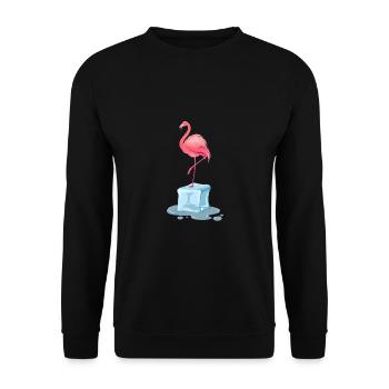 Exotic Ice Bath Flamingo Winter Swimming Ice Bath - Unisex Sweatshirt - black - Front - Alina (178cm) & Michal (187cm)