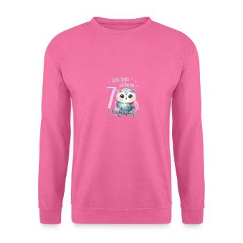 Geburtstag 7 Mädchen Eule Waldtiere Party 7 Jahre - Unisex Pullover - Pink - Vorne