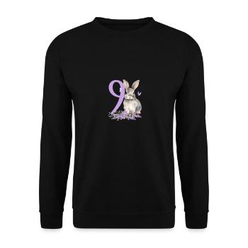 Geburtstag 9 Hase Waldtier Mädchen Neun 9 Jahre al - Unisex Pullover - Schwarz - Vorne - Alina (178cm) & Michal (187cm)