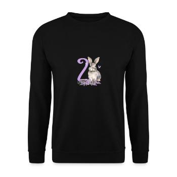 Geburtstag 2 Hase Waldtier Mädchen Zwei 2 Jahre al - Unisex Pullover - Schwarz - Vorne - Alina (178cm) & Michal (187cm)