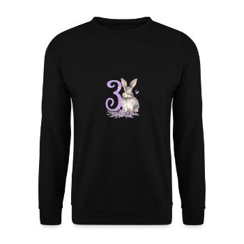 Geburtstag 3 Hase Waldtier Mädchen Drei 3 Jahre al - Unisex Pullover - Schwarz - Vorne - Alina (178cm) & Michal (187cm)
