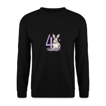 Geburtstag 4 Hase Waldtier Mädchen Vier 4 Jahre al - Unisex Pullover - Schwarz - Vorne - Alina (178cm) & Michal (187cm)