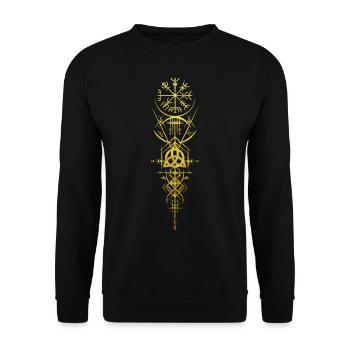 Vegvisir symbol of Viking Norse mythology - Unisex Sweatshirt - black - Front - Alina (178cm) & Michal (187cm)