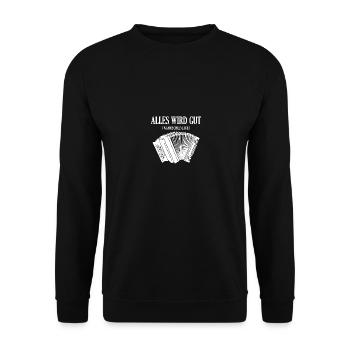 Steirische Harmonika Alles Wird Gut Wahrscheinlich - Unisex Pullover - Schwarz - Vorne - Alina (178cm) & Michal (187cm)