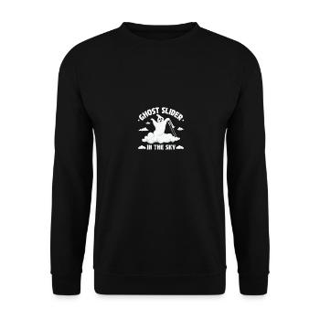 Halloween Trombone Ghost Slider, Funny Trombonist - Unisex Pullover - Schwarz - Vorne - Alina (178cm) & Michal (187cm)