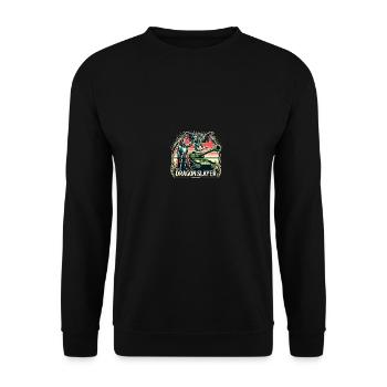 Dragon Slayer Knight Ren Faire LARP, Renaissance - Unisex Pullover - Schwarz - Vorne - Alina (178cm) & Michal (187cm)