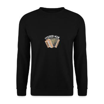 Steirer Man, Steirische Harmonika Quetschn - Unisex Pullover - Schwarz - Vorne - Alina (178cm) & Michal (187cm)
