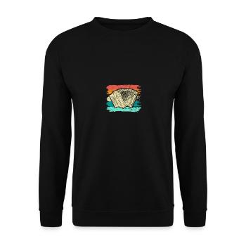 Retro Ziehharmonika, Steirische Harmonika Quetschn - Unisex Pullover - Schwarz - Vorne - Alina (178cm) & Michal (187cm)