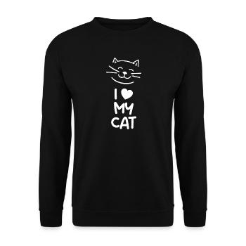 Ich liebe meine Katze (dunkel) - Unisex Pullover - Schwarz - Vorne - Alina (178cm) & Michal (187cm)