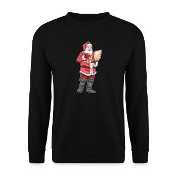 Weihnachtsmann Weihnachten Pizza - Unisex Pullover - Schwarz - Vorne - Alina (178cm) & Michal (187cm)