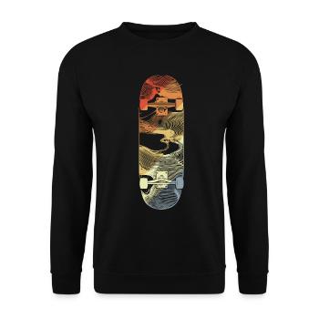 Retro Skateboard Drawing - Unisex Sweatshirt - black - Front - Alina (178cm) & Michal (187cm)