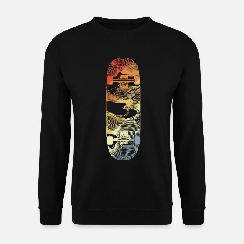 Retro Skateboard Drawing - Unisex Sweatshirt - black