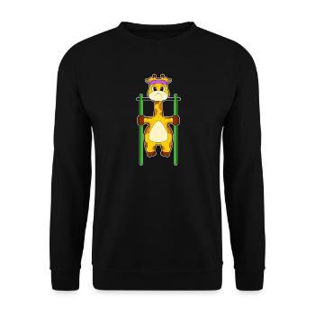 Giraffe Bodybuilder Pull-ups Bodybuilding - Unisex Sweatshirt - black - Front - Alina (178cm) & Michal (187cm)