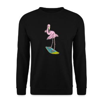 Été de surf sur planche de surf au flamant rose - Sweat-shirt Unisexe - noir - Devant - Alina (178cm) & Michal (187cm)