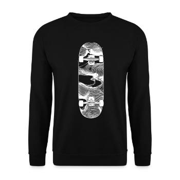 Skateboard Skizze - Unisex Pullover - Schwarz - Vorne - Alina (178cm) & Michal (187cm)