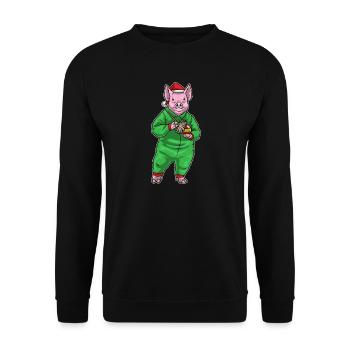 Schwein Weihnachten Reinigungskraft - Unisex Pullover - Schwarz - Vorne - Alina (178cm) & Michal (187cm)