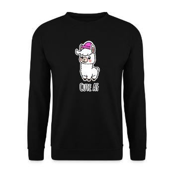 Cute AF Lama Baby oder Alpaka - Unisex Pullover - Schwarz - Vorne - Alina (178cm) & Michal (187cm)