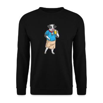 Kuh Bier - Unisex Pullover - Schwarz - Vorne - Alina (178cm) & Michal (187cm)