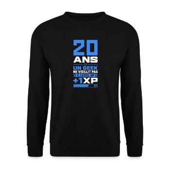 20 Ans Humour Geek 20 Ans Anniversaire Gamer - Sweat-shirt Unisexe - noir - Devant - Alina (178cm) & Michal (187cm)
