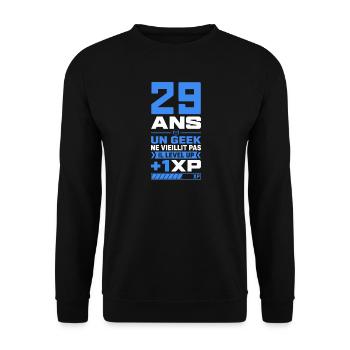 29 Ans Humour Geek 29 Ans Anniversaire Gamer - Sweat-shirt Unisexe - noir - Devant - Alina (178cm) & Michal (187cm)