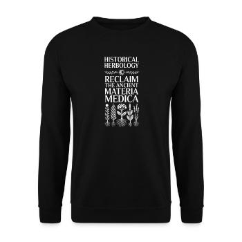 Historische Kräuterkunde: Antike Materia Medica - Unisex Pullover - Schwarz - Vorne - Alina (178cm) & Michal (187cm)
