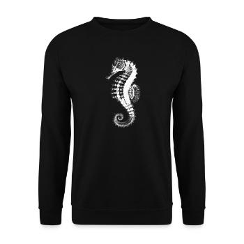 Seahorse Silhouette on Black - Unisex Sweatshirt - black - Front - Alina (178cm) & Michal (187cm)