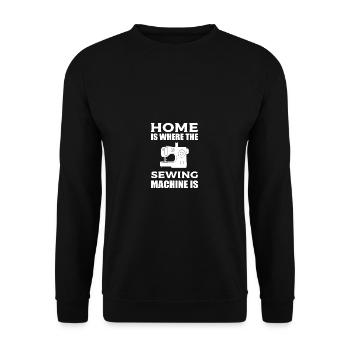 Home ist Nähmaschine Quilter Geschenk - Unisex Pullover - Schwarz - Vorne - Alina (178cm) & Michal (187cm)