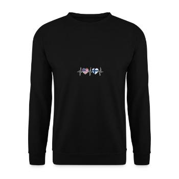 USA and Finland Finnish flag Flags - Unisex Sweatshirt - black - Front - Alina (178cm) & Michal (187cm)