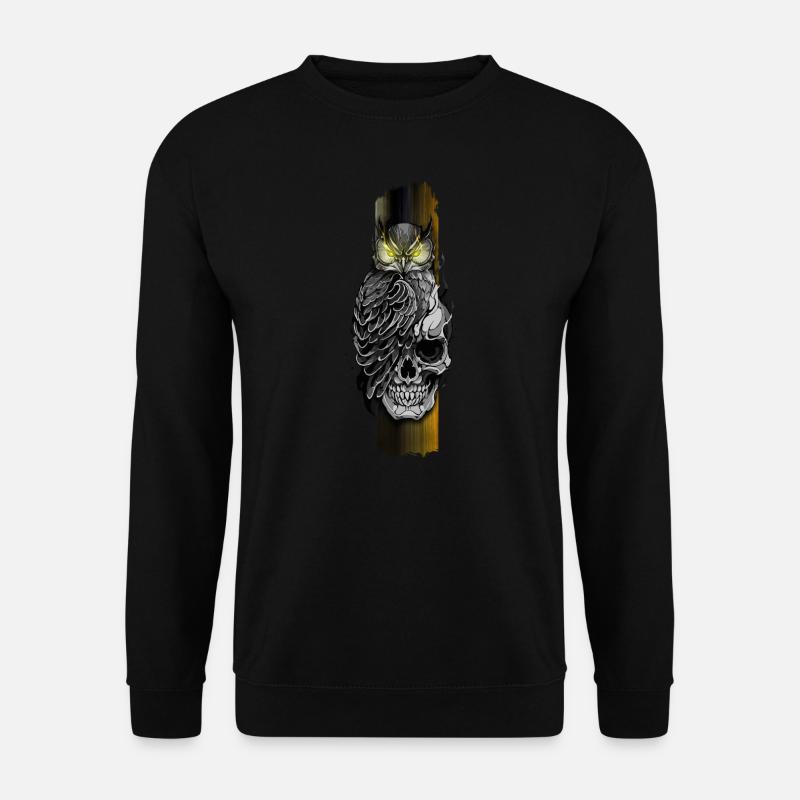 Eule sitzt auf Schädel - Unisex Pullover - Schwarz