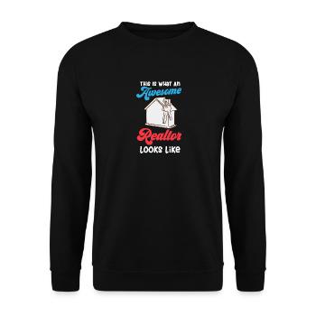 So sieht ein guter Immobilienmakler aus - Unisex Pullover - Schwarz - Vorne - Alina (178cm) & Michal (187cm)