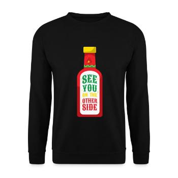 See You On The Other Side - Scharfe Sauce Chili - Unisex Pullover - Schwarz - Vorne - Alina (178cm) & Michal (187cm)