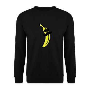 Sir Mustache Banana - Unisex Pullover - Schwarz - Vorne - Alina (178cm) & Michal (187cm)
